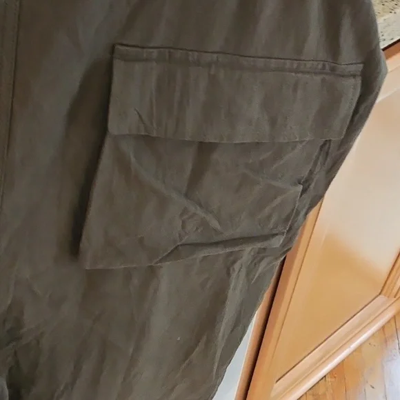 NWOT Linen Style Olive Green Overalls Jumpsuit - Picture 12 of 12